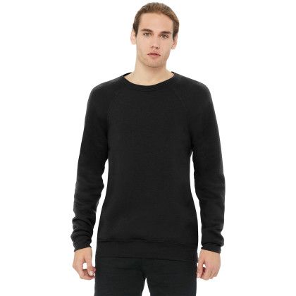 Custom BELLA+CANVAS Unisex Sponge Fleece Raglan Sweatshirt - Black Front view