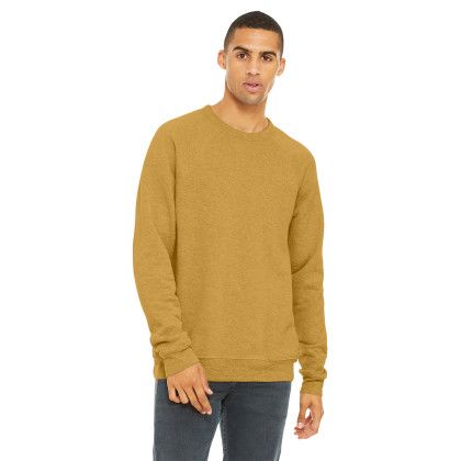 Custom BELLA+CANVAS Unisex Sponge Fleece Raglan Sweatshirt - Heather Mustard Front view