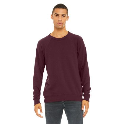 Custom BELLA+CANVAS Unisex Sponge Fleece Raglan Sweatshirt - Maroon Front view