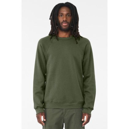 Custom BELLA+CANVAS Unisex Sponge Fleece Raglan Sweatshirt - Military green Front view