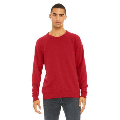 Custom BELLA+CANVAS Unisex Sponge Fleece Raglan Sweatshirt - Red Front view