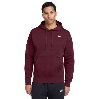 Custom Nike Club Fleece Pullover Hoodie - Dark Maroon Front view