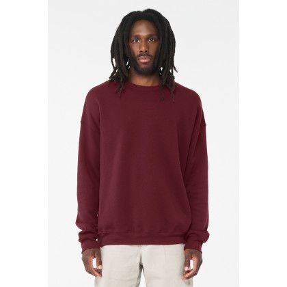 Custom BELLA+CANVAS Unisex Sponge Fleece Drop Shoulder Sweatshirt - Maroon Front view