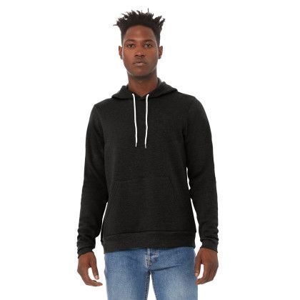 Custom BELLA+CANVAS Unisex Sponge Fleece Pullover Hoodie - Black Heather Front view