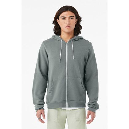 Custom BELLA+CANVAS Unisex Sponge Fleece Full-Zip Hoodie - Blue Storm Front view