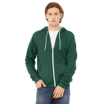 Custom BELLA+CANVAS Unisex Sponge Fleece Full-Zip Hoodie - Heather Forest Front view