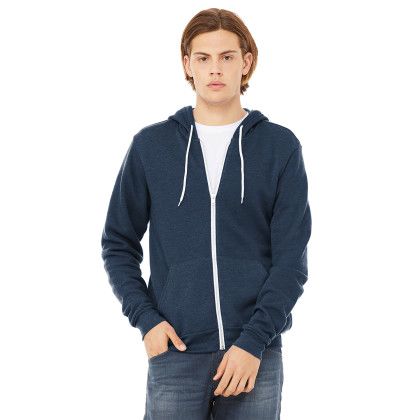 Custom BELLA+CANVAS Unisex Sponge Fleece Full-Zip Hoodie - Heather navy Front view