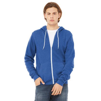 Custom BELLA+CANVAS Unisex Sponge Fleece Full-Zip Hoodie - Heather True Royal Front view