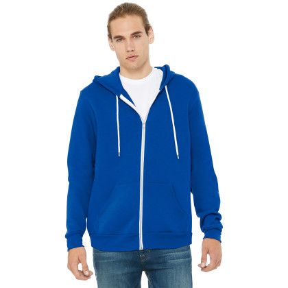 Custom BELLA+CANVAS Unisex Sponge Fleece Full-Zip Hoodie - True royal Front view