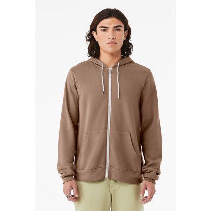 Custom BELLA+CANVAS Unisex Sponge Fleece Full-Zip Hoodie - Vintage Brown Front view