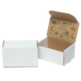 Custom One Color White Display Mailer Box w/1 Sided Imprint On Inside - 6" x 4" x 3"