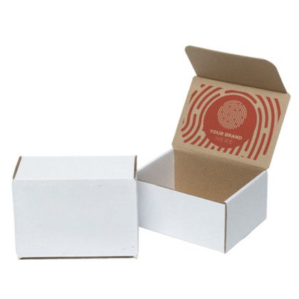 Custom One Color White Display Mailer Box w/Inside Imprint - 8" x 6" x 4"