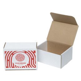 Custom One Color White Display Mailer Box w/Outside Imprint - 8" x 6" x 4"