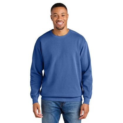 Custom Comfort Colors Ring Spun Crewneck Sweatshirt - Flo Blue Front view