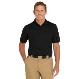 Custom CornerStone Industrial Snag-Proof Pique Pocket Polo - Black Front view