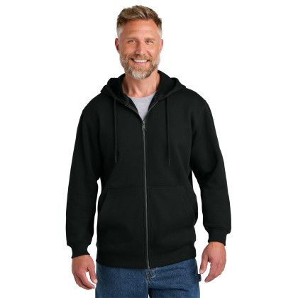 Custom CornerStone Tough Fleece Full-Zip Hoodie - Black Front view
