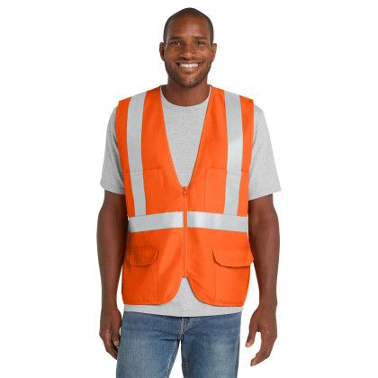 Custom CornerStone - ANSI 107 Class 2 Mesh Back Safety Vest - Safety Orange Front view