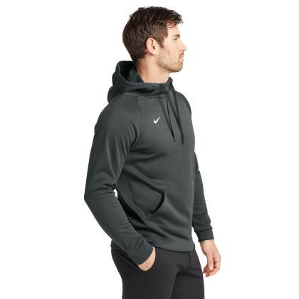 Custom Nike Therma-FIT Pullover Fleece Hoodie - Anthracite Side view Custom Nike Therma-FIT Pullover Fleece Hoodie - Anthracite Side view