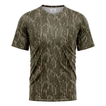 Custom Mossy Oak Men's 4.4 oz. Polyester Interlock Short Sleeve T-Shirt - MO Bottomland Front view Custom Mossy Oak Men's 4.4 oz. Polyester Interlock Short Sleeve T-Shirt - MO Bottomland Front view