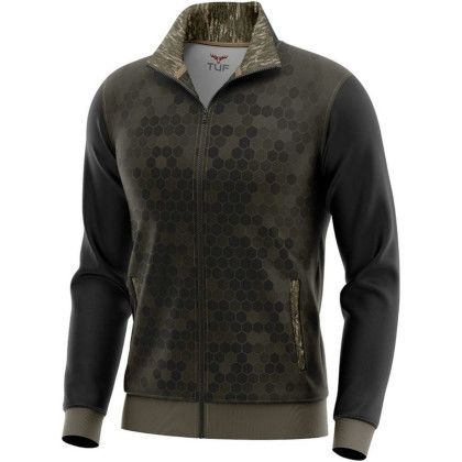 Custom Mossy Oak Men's 8.2 oz. Full Zip Track Jacket with Pocket - MO Bottomland Front view