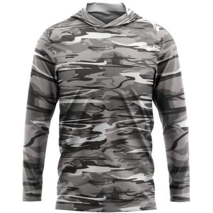 Custom Antler Men's 4.4 oz. Polyester Interlock Hooded T-Shirt - Antler-knight Front view