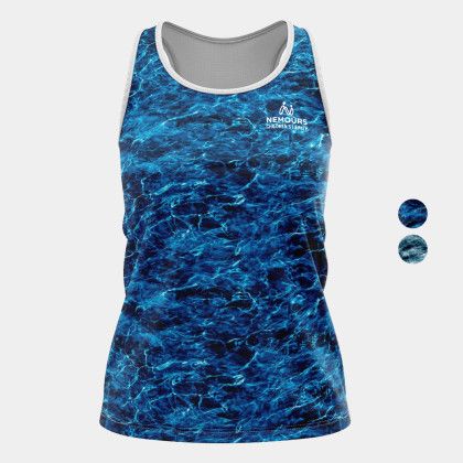 Custom Mossy Oak Women's 4.4 oz. Polyester Interlock Tank, UPF 50+ - MO Element Marlin Front view