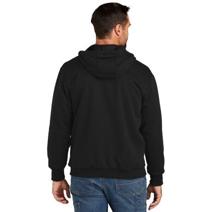 Custom Carhartt Midweight Thermal-Lined Full-Zip Sweatshirt - Black Back View 