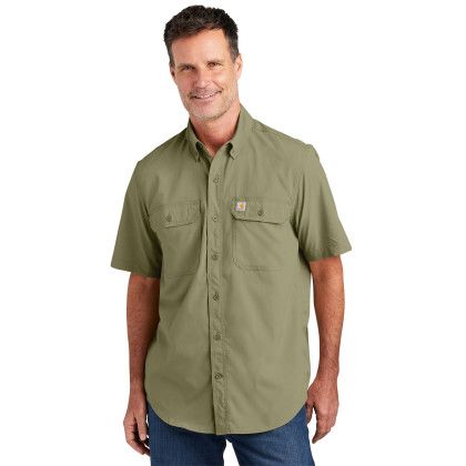 Custom Carhartt Force Solid Short Sleeve Shirt - Burnt Olive Front View 