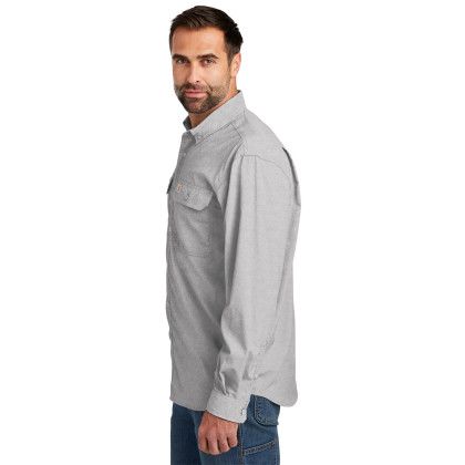 Custom Carhartt Force Solid Long Sleeve Shirt - Steel Side View 