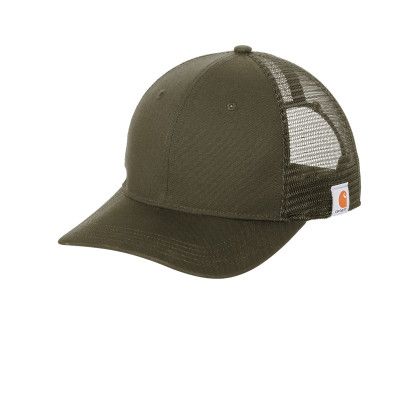 Custom Carhartt Canvas Mesh Back Cap - Moss Side View Custom Carhartt Canvas Mesh Back Cap - Moss Side View