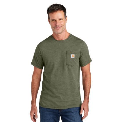 Custom Carhartt Force Short Sleeve Pocket T-Shirt - Basil Heather Front view