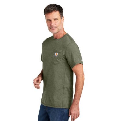 Custom Carhartt Force Short Sleeve Pocket T-Shirt - Basil Heather Side view