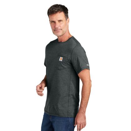 Custom Carhartt Force Short Sleeve Pocket T-Shirt - Carbon heather Side view