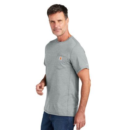 Custom Carhartt Force Short Sleeve Pocket T-Shirt - Heather Grey Side view