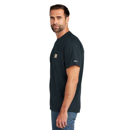 Custom Carhartt Force Short Sleeve Pocket T-Shirt - Navy Side view