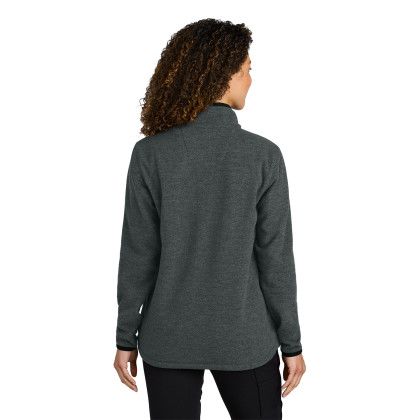 Custom Carhartt Womens Textured Full-Zip Fleece Jacket - Carbon heather Back view