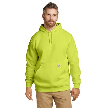 Custom Carhartt Midweight Hooded Sweatshirt - Brite lime Front view Custom Carhartt Midweight Hooded Sweatshirt - Brite lime Front view