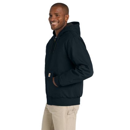 Custom Carhartt Quilted-Flannel-Lined Duck Active Jac - Dark Navy Side view