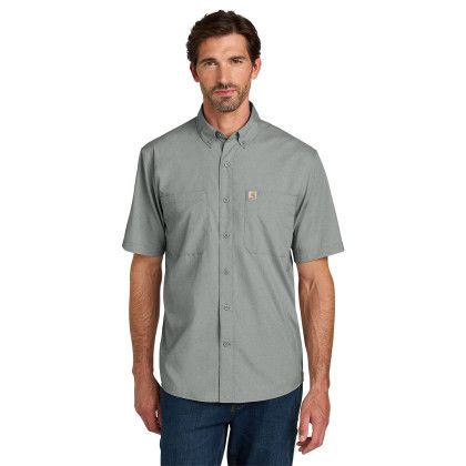 Custom Carhartt Force Sun Defender Short Sleeve Shirt - Steel Front view Custom Carhartt Force Sun Defender Short Sleeve Shirt - Steel Front view