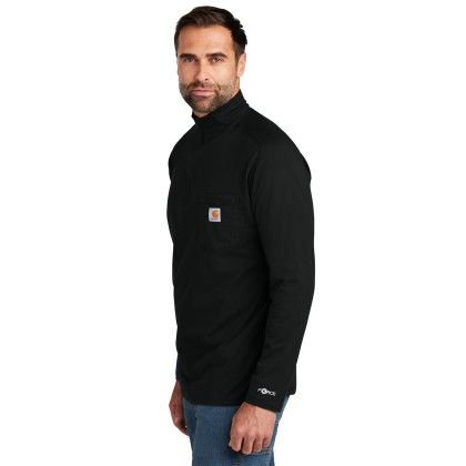 Custom Carhartt Force 1/4-Zip Long Sleeve T-Shirt - Black Side view