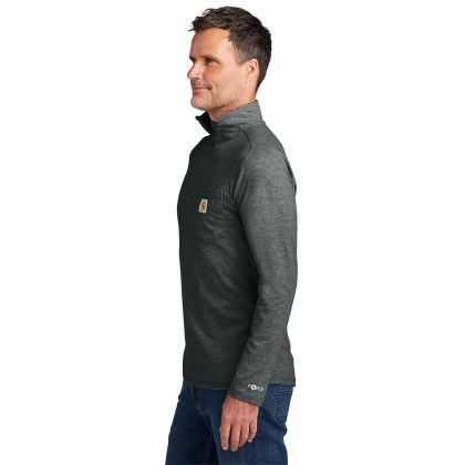Custom Carhartt Force 1/4-Zip Long Sleeve T-Shirt - Carbon heather Side view