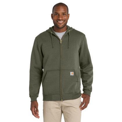 Custom Carhartt Midweight Hooded Zip-Front Sweatshirt - Moss Front view
