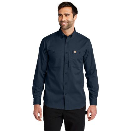 Custom Carhartt Rugged Professional Series Long Sleeve Shirt - Navy Front view