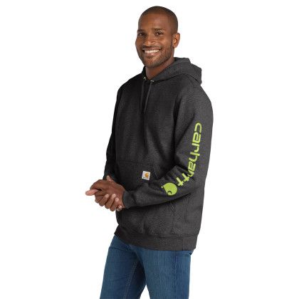 Custom Carhartt Midweight Hooded Logo Sweatshirt - Carbon heather Side view Custom Carhartt Midweight Hooded Logo Sweatshirt - Carbon heather Side view
