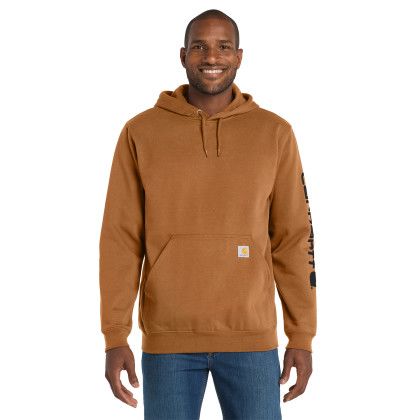 Custom Carhartt Midweight Hooded Logo Sweatshirt - Carhartt Brown Front view Custom Carhartt Midweight Hooded Logo Sweatshirt - Carhartt Brown Front view