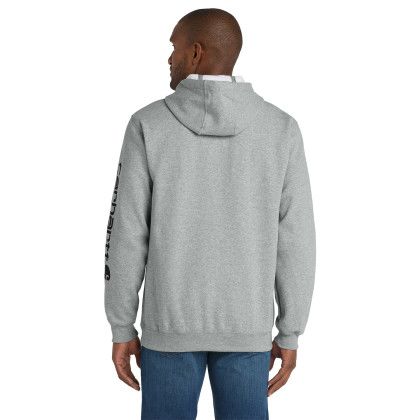 Custom Carhartt Midweight Hooded Logo Sweatshirt - Heather Grey Back view Custom Carhartt Midweight Hooded Logo Sweatshirt - Heather Grey Back view