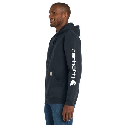 Custom Carhartt Midweight Hooded Logo Sweatshirt - Navy Side view Custom Carhartt Midweight Hooded Logo Sweatshirt - Navy Side view