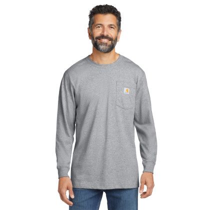 Custom Carhartt Workwear Pocket Long Sleeve T-Shirt - Heather Gray Front view