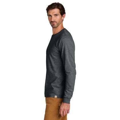 Custom Carhartt Long Sleeve T-Shirt - Carbon Heather Side view