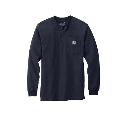 Custom Carhartt Long Sleeve Henley T-Shirt - Navy Front view